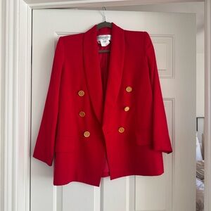 Yves Saint Laurent Red Blazer with Gold Buttons